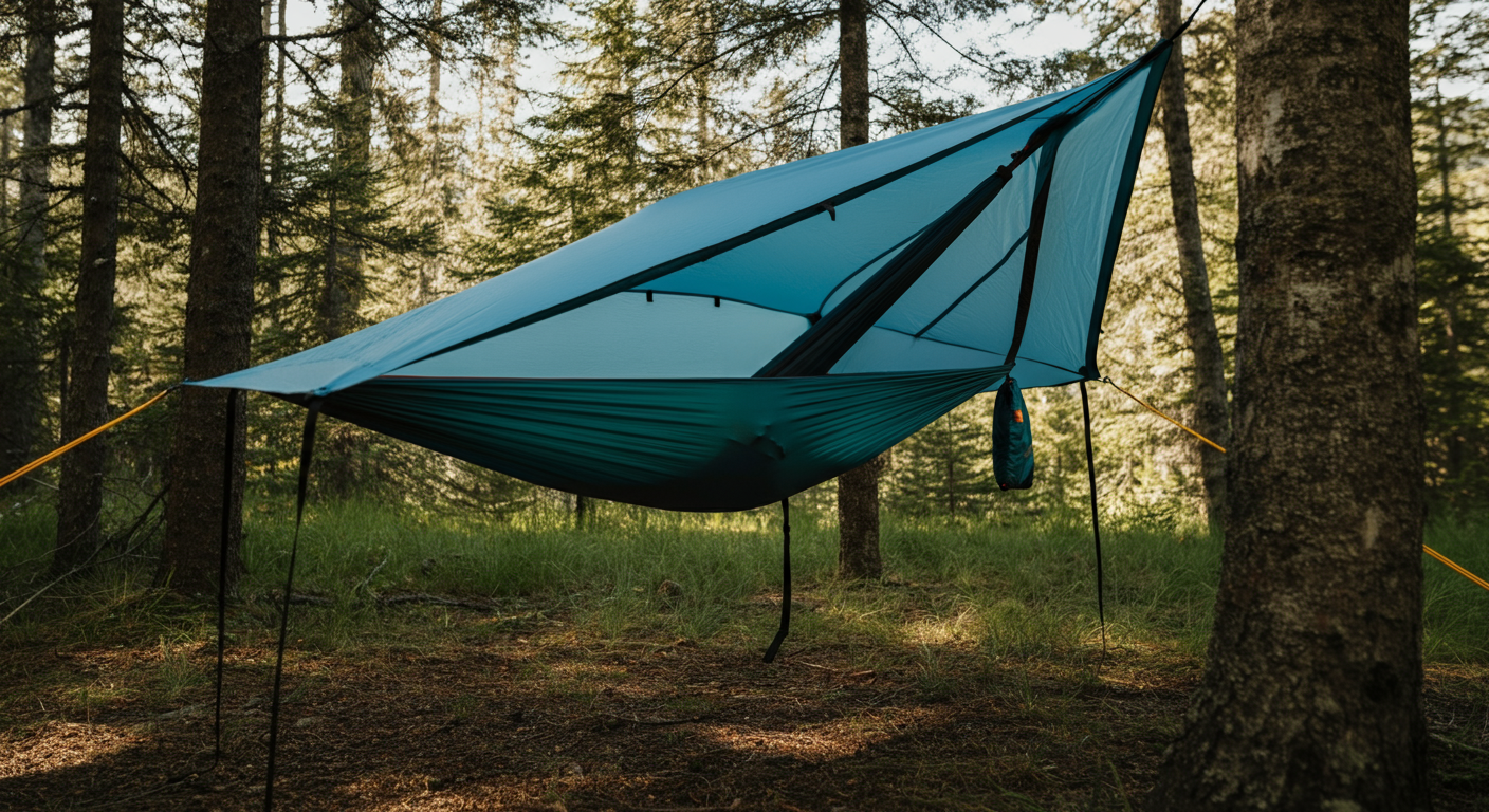 Nube shelter prominently displayed in both aerial and ground modes