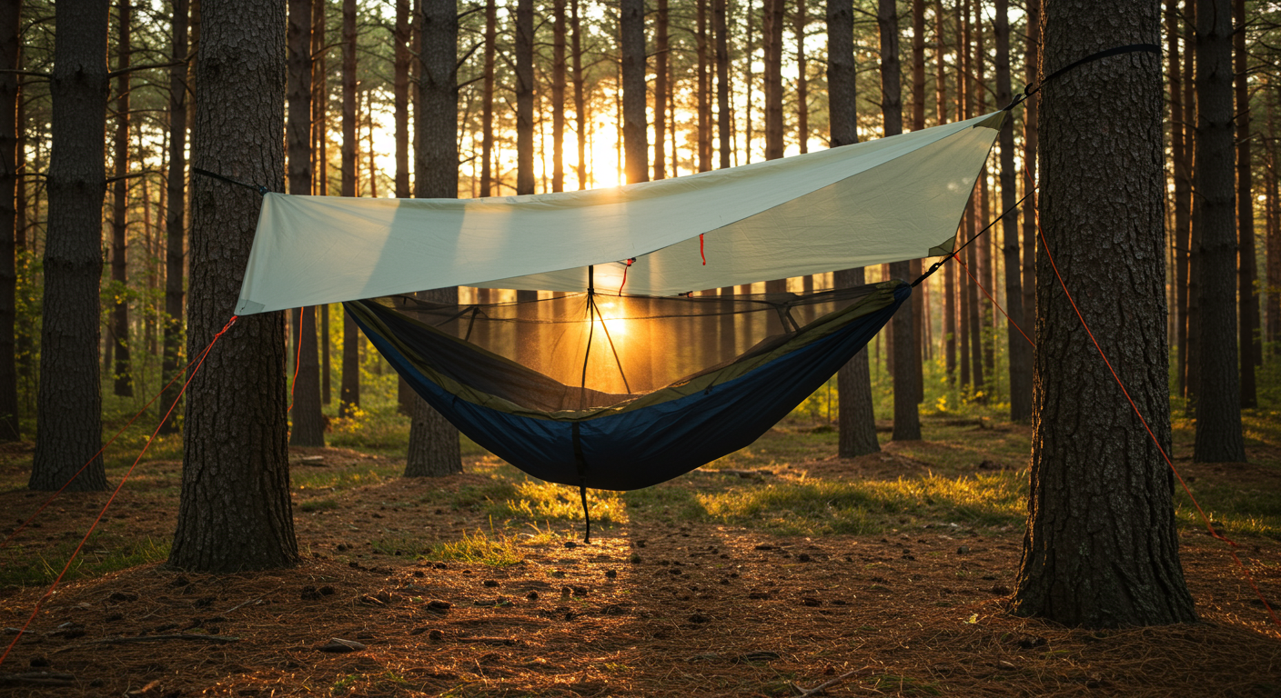 Nube shelter in aerial mode between trees